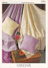 SIRDAR Knitting Pattern 3781 Blankets/Cushion Cover Leaf/Bobble Textured Aran DK