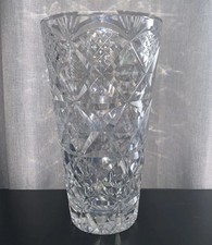Large Vintage Webb Corbett Crystal Vase, Heavy Quality Cut Glass Flower Vase