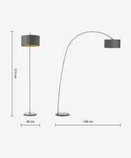 Floor Lamp Sweep Overreach Arc Matt Grey Pink No Shade Made.com RRP£140 Choose