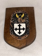 RETRO WOODEN SHIELD WALL PLAQUE COAT OF ARMS