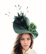 Forest Dark Green Fascinator