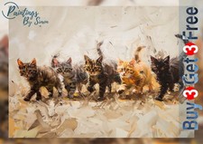 Adorable Kittens Oil Painting