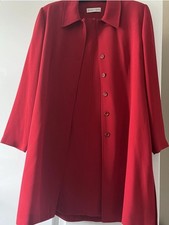 Jacques Vert Red Wedding Outfit Size 14 with Straw Hat. Worn Once VGC