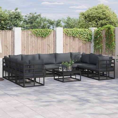 Garden sofa set seater - 9-seater, black