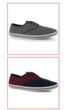 MENS BOYS GREY RED CHECK CANVAS SHOES ESPADRILLES PUMPS  TRAINERS SIZE 7-12