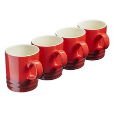 Colourful Stoneware Mugs Set of 4 Tea Coffee Drinking Cups 350ml in 10 Colours