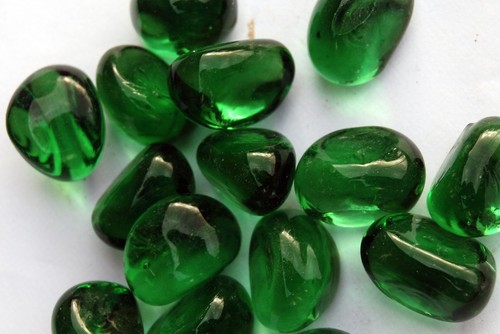 Green glass pebbles - 50,