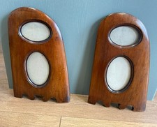 A PAIR OF ANTIQUE WW1 PROPELLER END PICTURE FRAMES UNUSUAL DOUBLE PICTURE HOLE!
