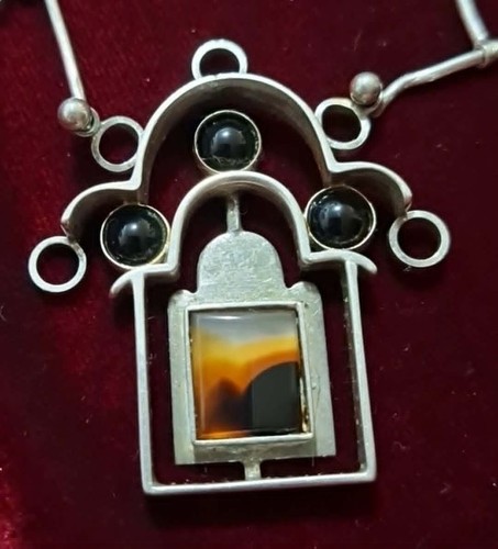Unique vintage silver agate - silver,,