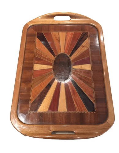 Rare inlaid wood serving - rare, tray