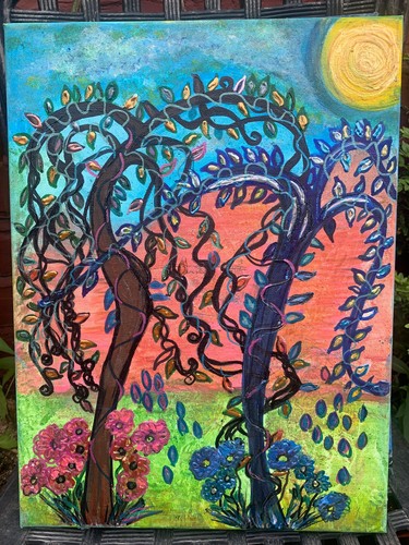 Love trees scene - , oil