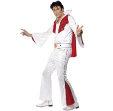 Mens 70s 1970s Licensed Elvis Presley Fancy Dress Costume White New by Smiffys