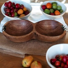 Twin Wood Condiment Bowl Set