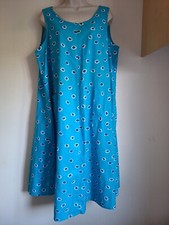 Vintage Evil Eye Hand Made Printed A-Line Retro Cotton Dress UK 20 EU 48 USA 16