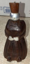VTG French Figural Carved Wood Metal  Peugeot Freres Pepper Mill Grinder France