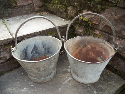 Vintage galvanised buckets - vintage,