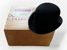 DUNN & CO DUNN AND CO FAILSWORTH VINTAGE BLACK BOWLER HAT ORIGINAL BOX 6 3/4