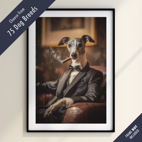 Funny dog smoking cigar print - cigar,