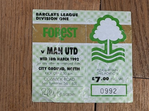 Ticket 1991 manchester - ticket, 1991/92