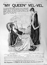 Antique Print 1891 Queen Vel-Vel Dress Fabric Hunt London Lyons Silk Velvet