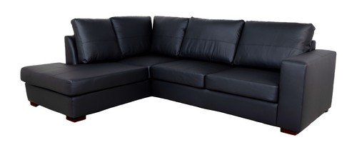 Corner sofa faux leather - faux, black