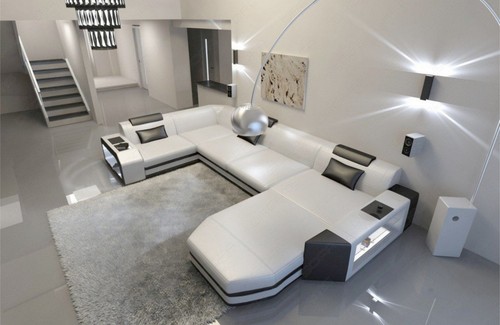 Living area leather sofa - leather,