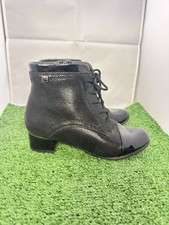 Black Ankle Boot Pavers Size Lace Up Zip Victorian Style Goth Steampunk Leather