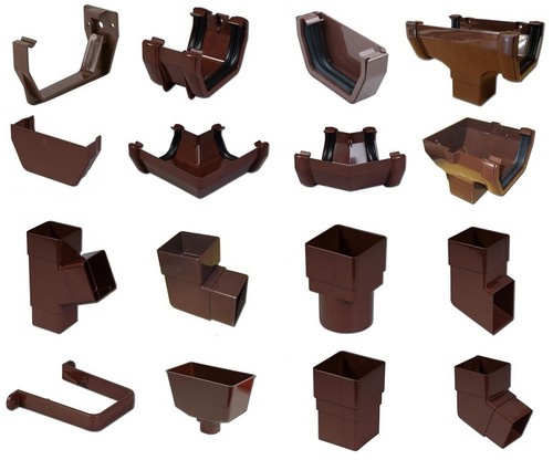 Brown square guttering down - guttering, &