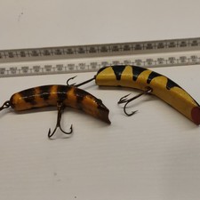 2×VINTAGE,WOODEN,LAZY IKE --BASS,TROUT,PIKE FISHING LURES
