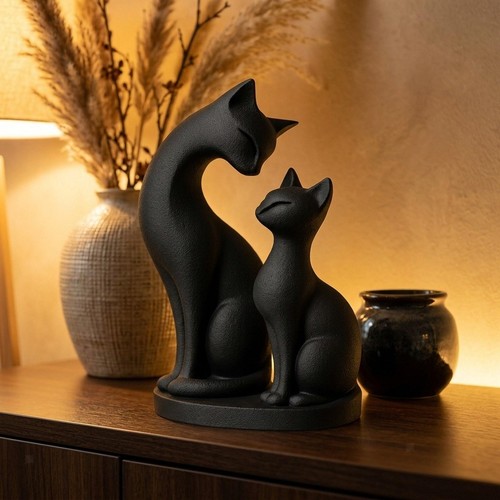 2pcs cat sculptures - sculptures, abstract