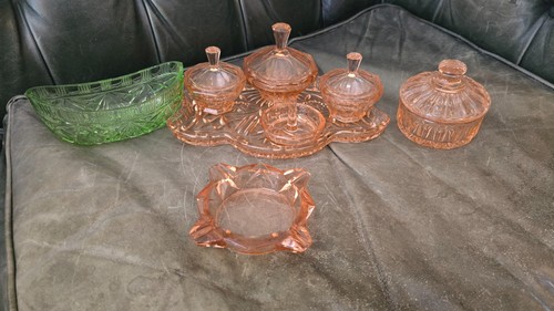 Vintage pink depression glass - vintage,