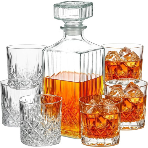 7pc crystal whiskey decanter - 7pc,