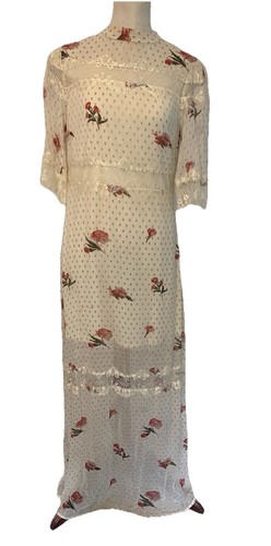 Floral lace maxi - dress, cream