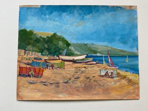 Original gouache the beach - original,