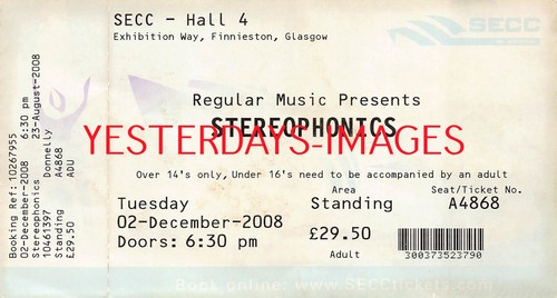 Stereophonics ticket used - ticket, stub