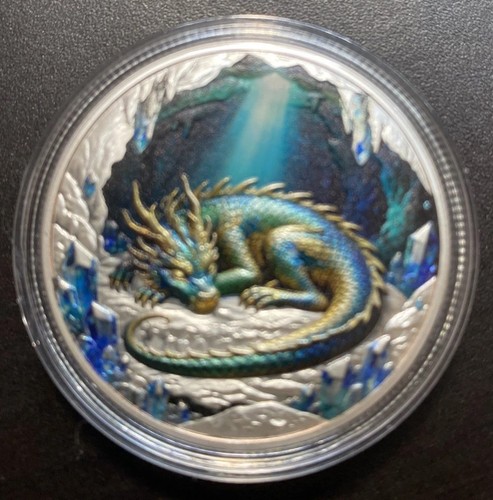 Sleeping dragon 1oz - sleeping, silver