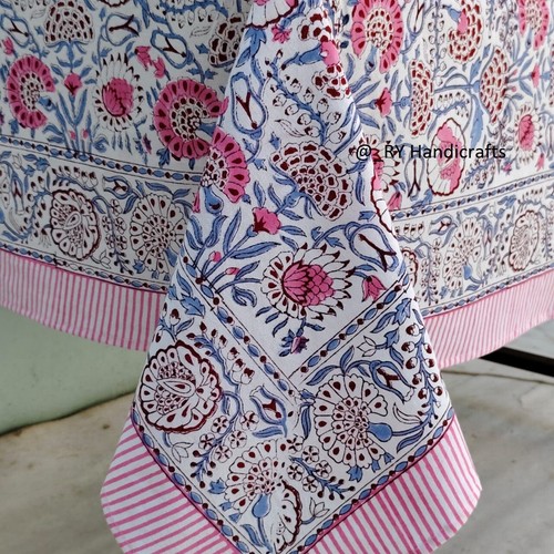 Pink block print tablecloth - block,