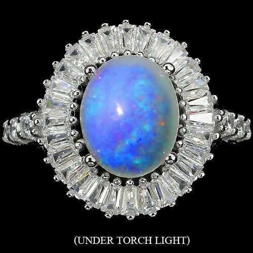 Silver ring opal genuine - opal,