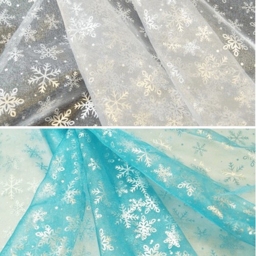 Snowflakes organza fabric - snowflakes,