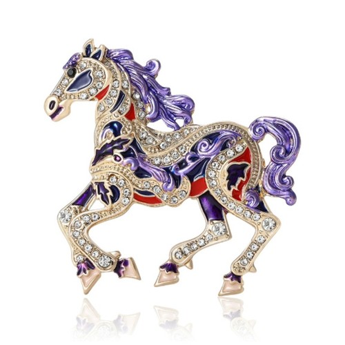 Horse brooch enamel animal - brooch,