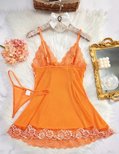Orange blue slip night dress - orange,