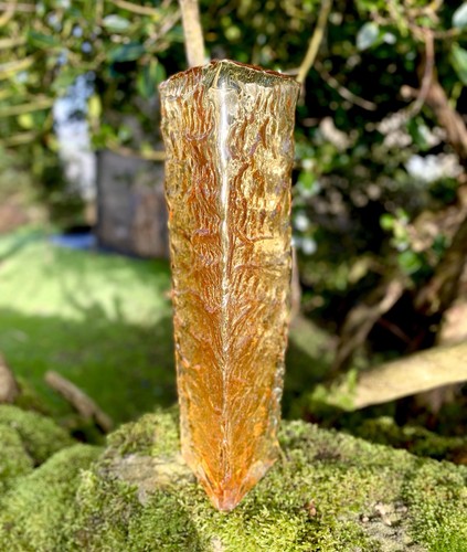 Amber orange bark glass vase - orange,