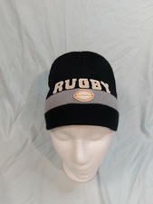 Striped rugby beanie knit - rugby,