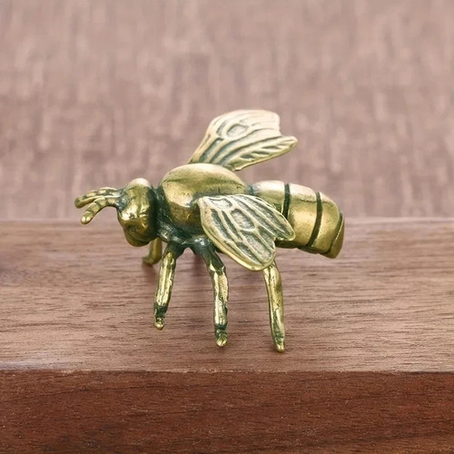 Solid brass honey bee figurine - brass,