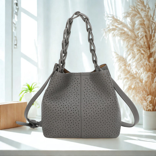 Women laser cut bucket bag - bucket,