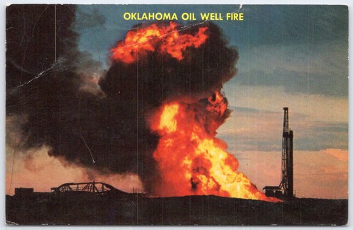 Vintage oklahoma oil well fire - oklahoma,