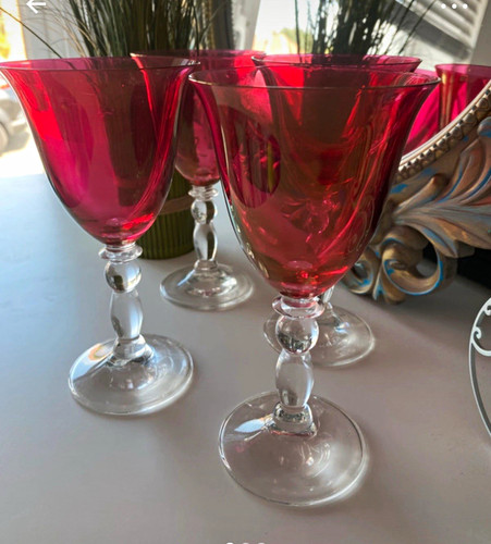 Set red clear stemmed - red/clear,