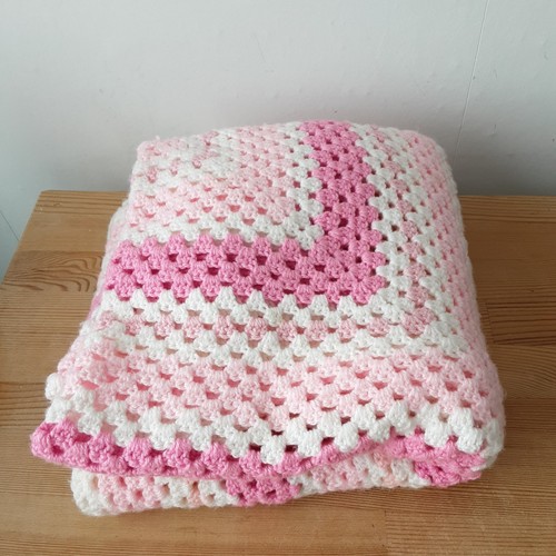 Vintage crochet blanket - blanket, pink