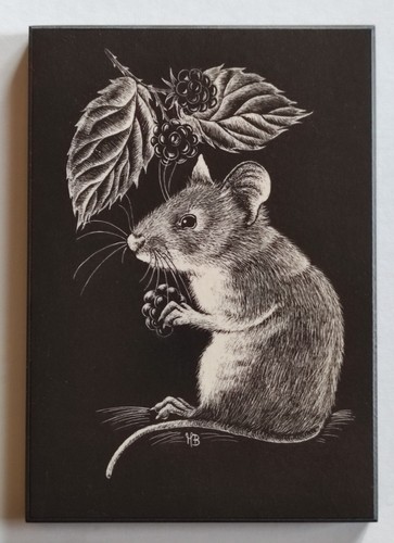 Vintage mouse wooden plaque - wooden,