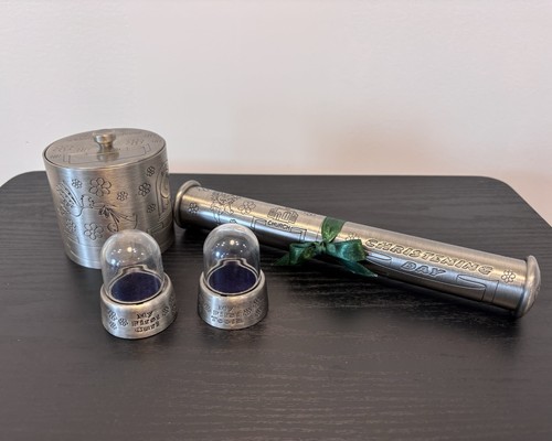 Pewter christening set - pewter,